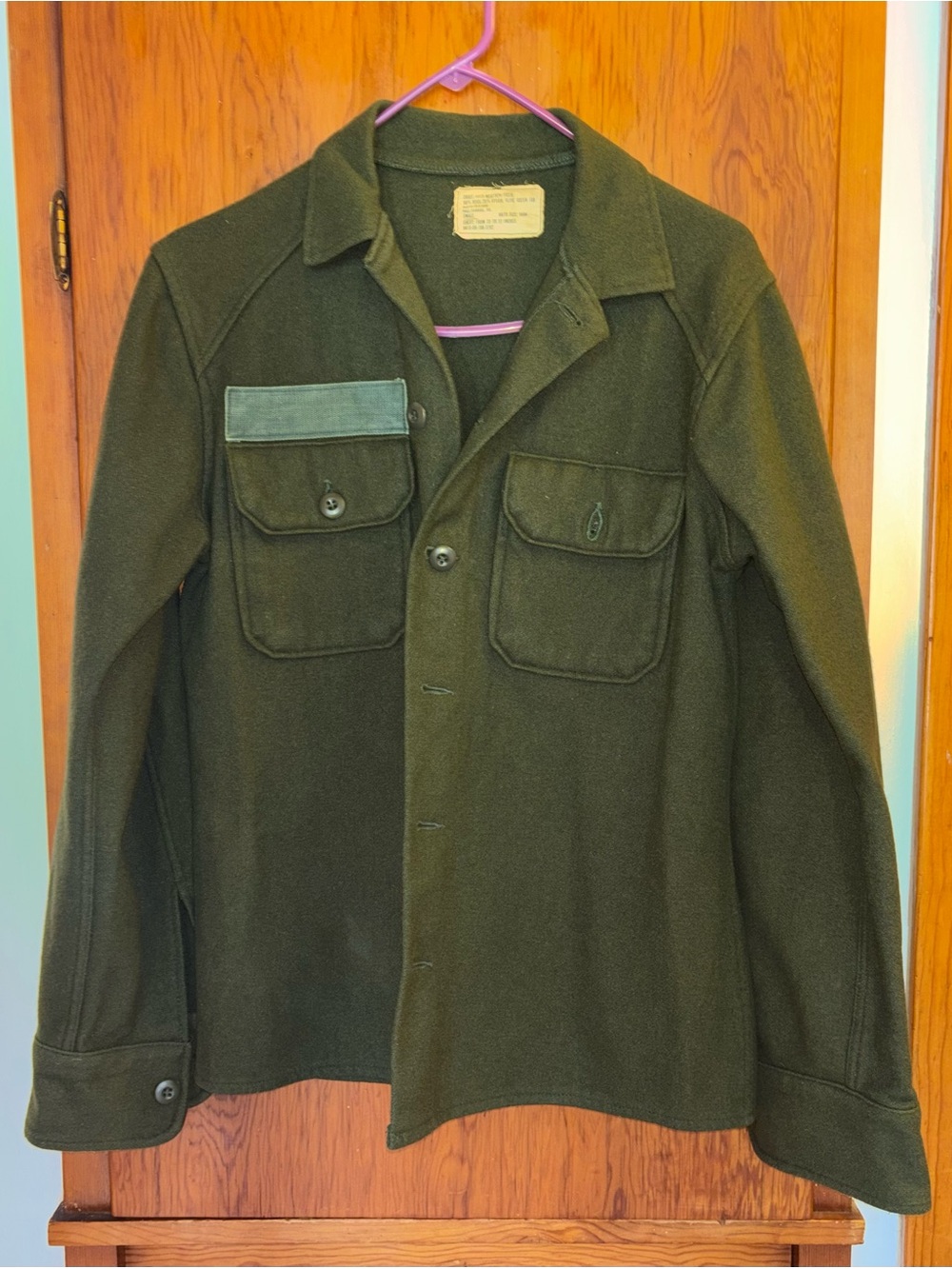 Vintage Army OG-108 Men’s Cold Weather Wool Field Green Shirt Size S